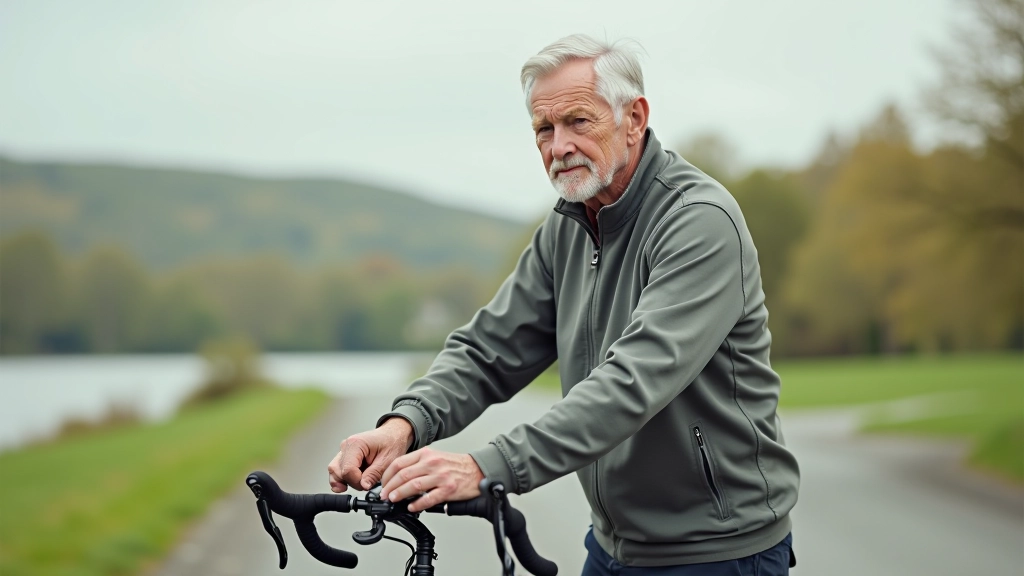 Cyclist checking bike seat height and comfort adjustments before ride